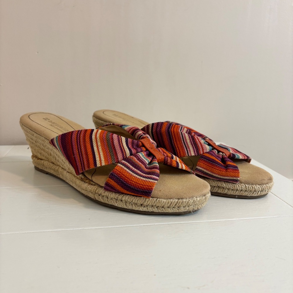 Naturalizer Womens Comfort Striped Espadrille Wedge Sandals Multi Color Size 8.5